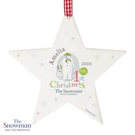 Personalised The Snowman My 1st Christmas Star Decoration £9.99